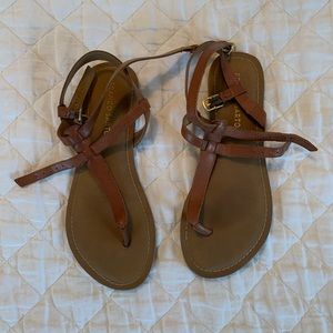 Franco Sarto Cognac Strappy Flat Sandals